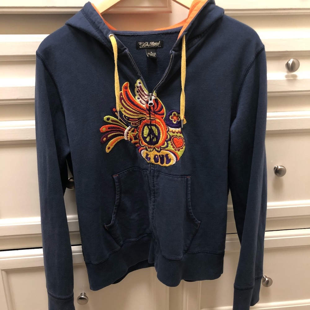 Lucky Brand embroidered hooded jacket
